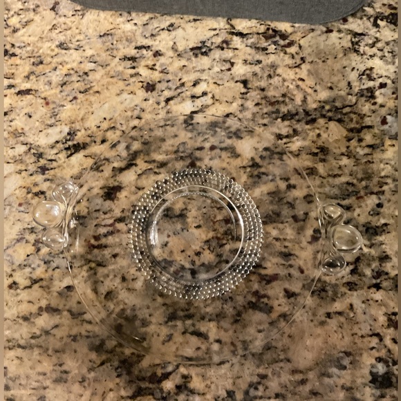Duncan & Miller Vintage Teardrop pattern clear glass handled dish or plate. - Picture 2 of 4